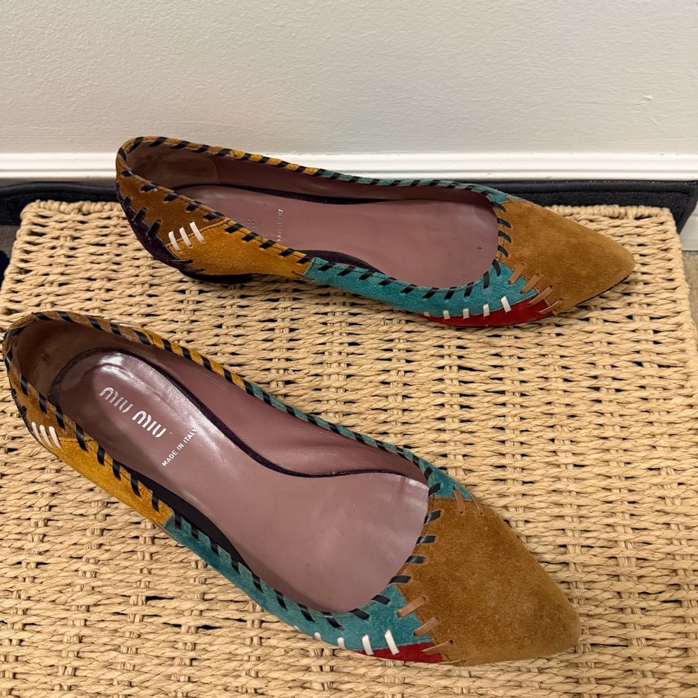 Miu Miu Vintage Y2K Patchwork Multicolour Suede Pointed-Toe Pumps 39/8.5 - Picture 2 of 9